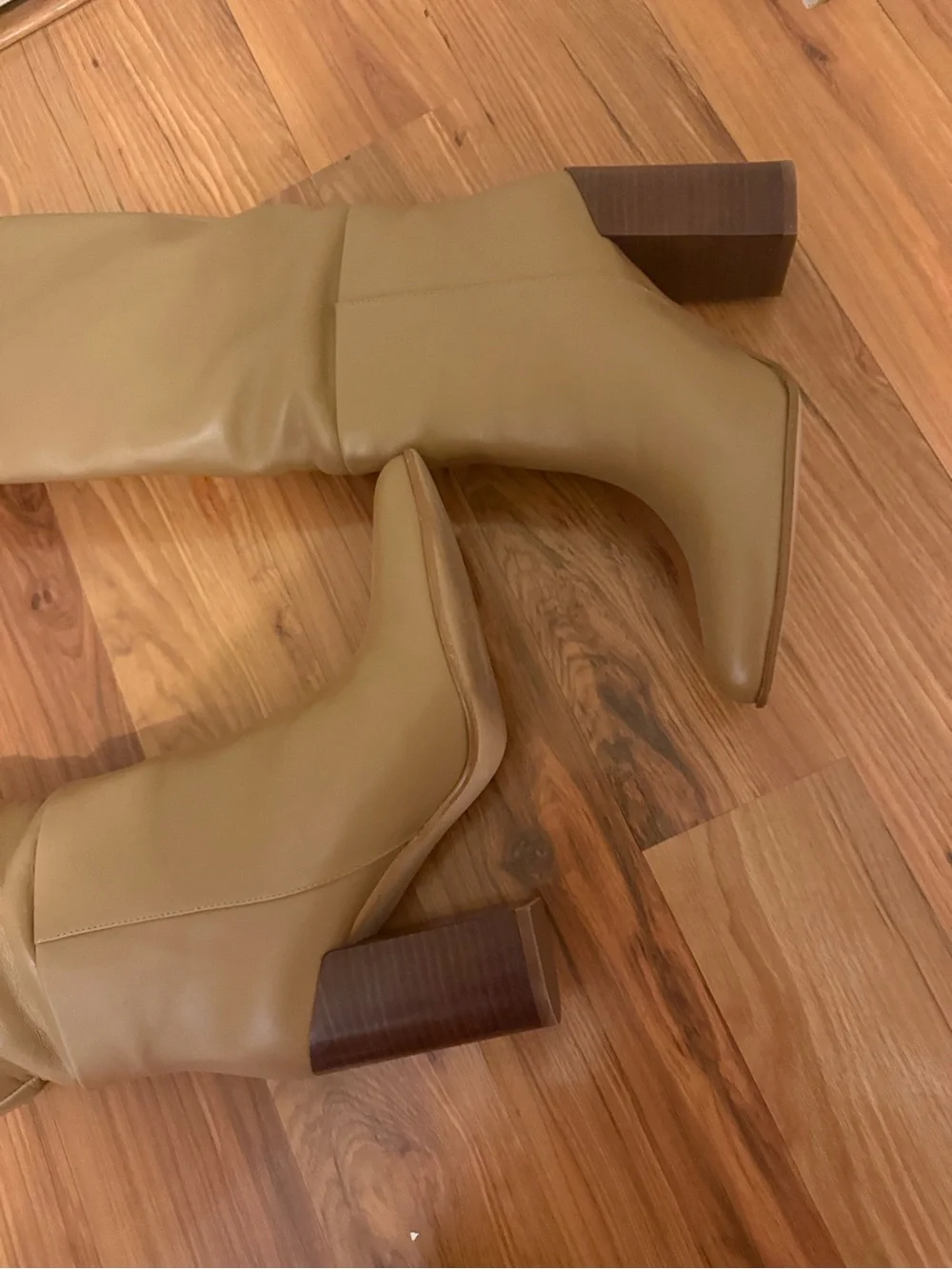 Zara Tan Over-the-Knee Leather Boots